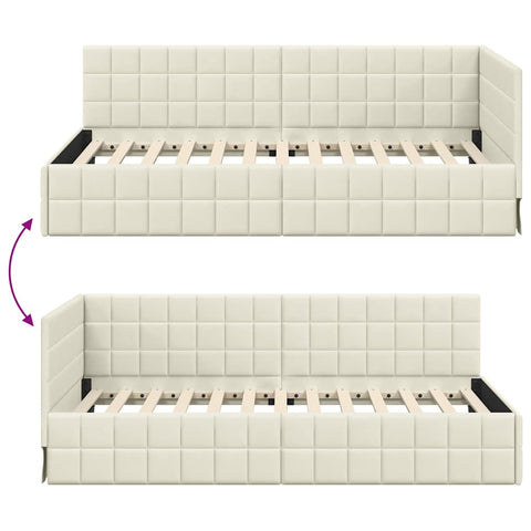 vidaXL Corner Bed Frame with Headboard Cream 90 x 200 cm Velvet