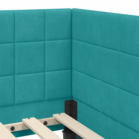 vidaXL Corner Bed Frame with Headboard Turquoise 90 x 200 cm Velvet