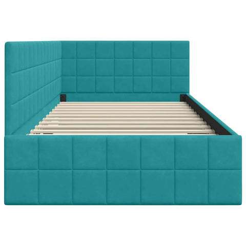 vidaXL Corner Bed Frame with Headboard Turquoise 90 x 200 cm Velvet