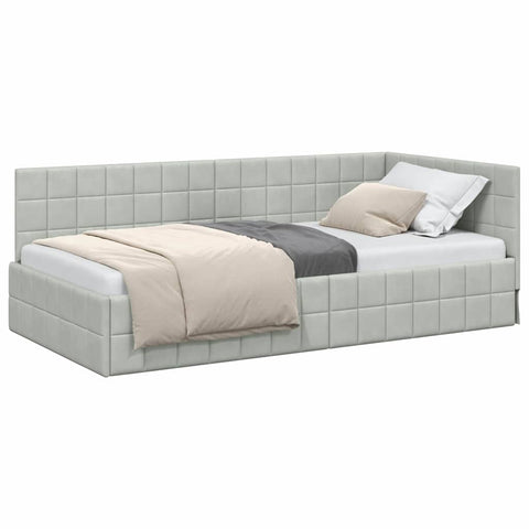 vidaXL Corner Bed Frame with Headboard Light grey 100 x 200 cm Velvet