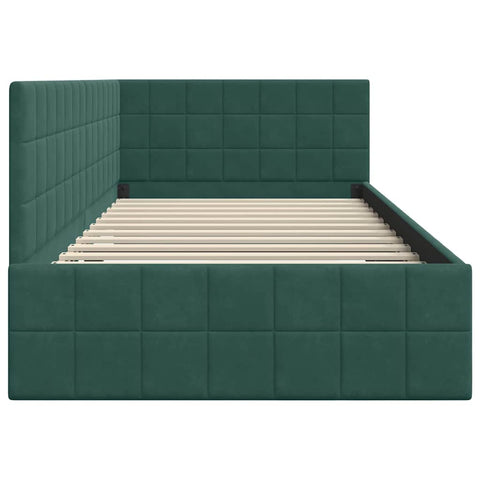 vidaXL Corner Bed Frame with Headboard Dark green 100 x 200 cm Velvet