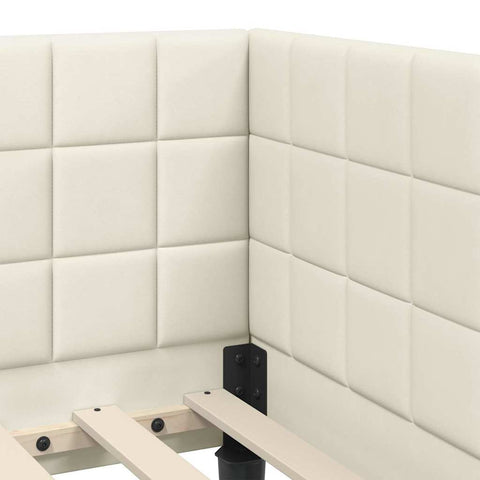 vidaXL Corner Bed Frame with Headboard Cream 100 x 200 cm Velvet