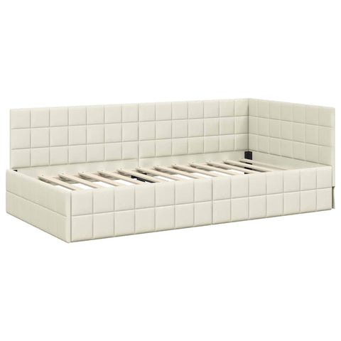 vidaXL Corner Bed Frame with Headboard Cream 100 x 200 cm Velvet