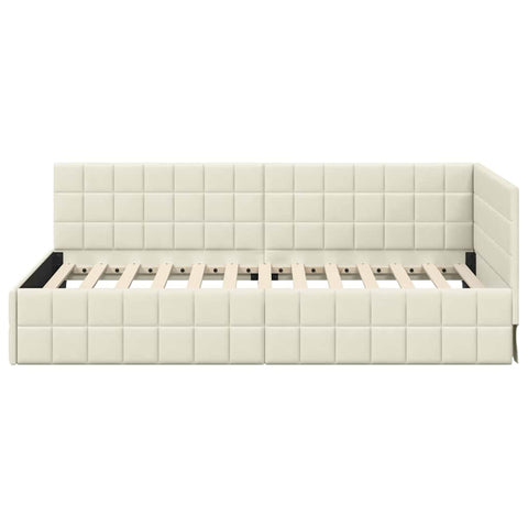 vidaXL Corner Bed Frame with Headboard Cream 100 x 200 cm Velvet