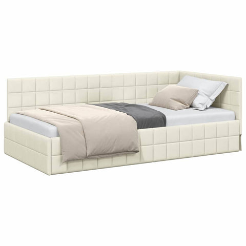 vidaXL Corner Bed Frame with Headboard Cream 100 x 200 cm Velvet
