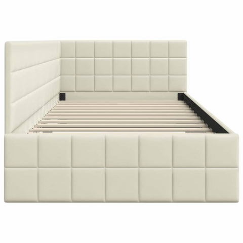 vidaXL Corner Bed Frame with Headboard Cream 100 x 200 cm Velvet