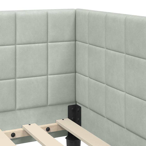 vidaXL Corner Bed Frame with Headboard Light grey 90 x 190 cm Velvet