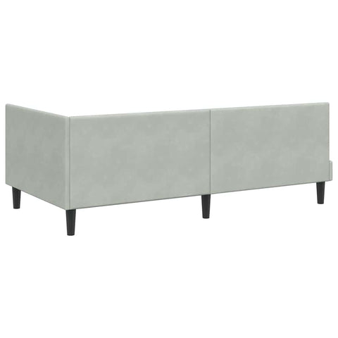 vidaXL Corner Bed Frame with Headboard Light grey 90 x 190 cm Velvet