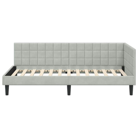 vidaXL Corner Bed Frame with Headboard Light grey 90 x 190 cm Velvet