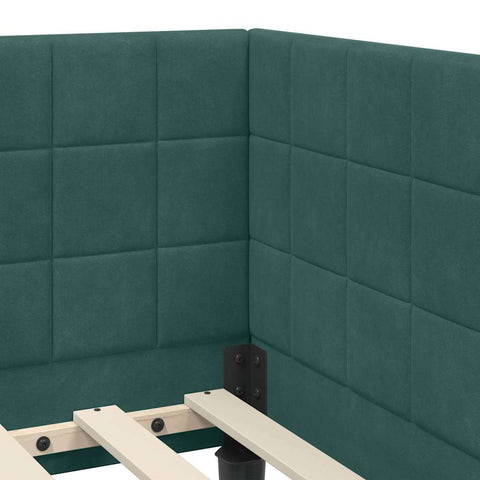 vidaXL Corner Bed Frame with Headboard Dark green 90 x 190 cm Velvet