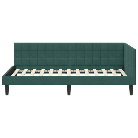 vidaXL Corner Bed Frame with Headboard Dark green 90 x 190 cm Velvet