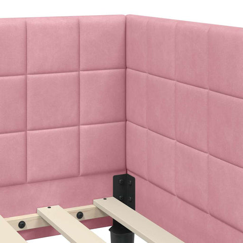 vidaXL Corner Bed Frame with Headboard Pink 90 x 190 cm Velvet