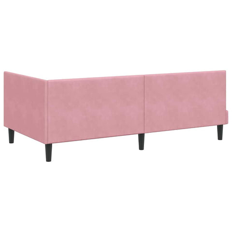 vidaXL Corner Bed Frame with Headboard Pink 90 x 190 cm Velvet