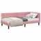 vidaXL Corner Bed Frame with Headboard Pink 90 x 190 cm Velvet