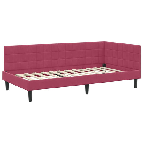 vidaXL Corner Bed Frame with Headboard Wine red 90 x 190 cm Velvet
