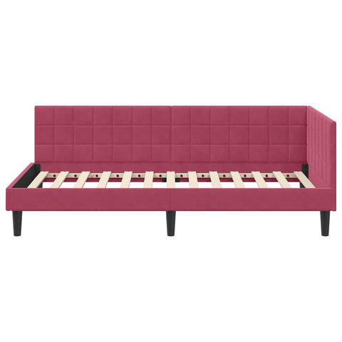 vidaXL Corner Bed Frame with Headboard Wine red 90 x 190 cm Velvet