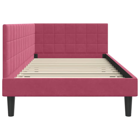 vidaXL Corner Bed Frame with Headboard Wine red 90 x 190 cm Velvet