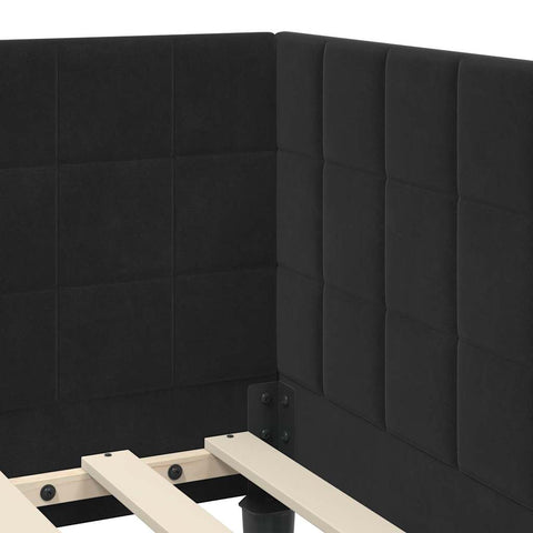 vidaXL Corner Bed Frame with Headboard Black 90 x 190 cm Velvet