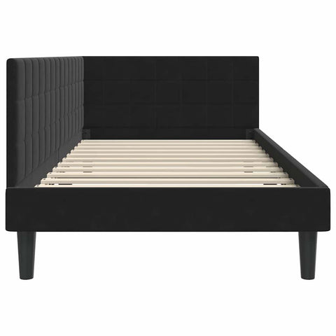 vidaXL Corner Bed Frame with Headboard Black 90 x 190 cm Velvet