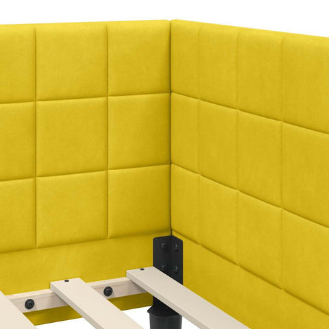 vidaXL Corner Bed Frame with Headboard Yellow 90 x 190 cm Velvet