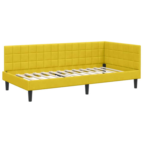 vidaXL Corner Bed Frame with Headboard Yellow 90 x 190 cm Velvet