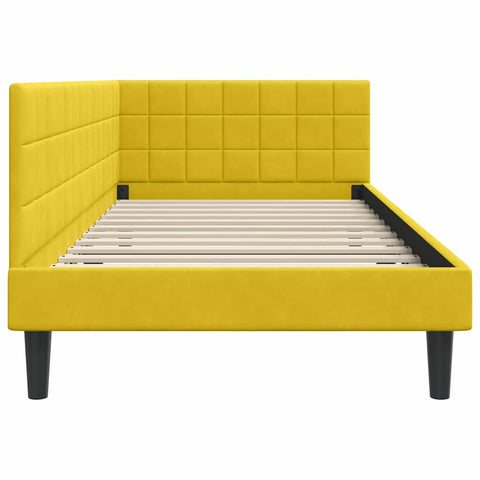 vidaXL Corner Bed Frame with Headboard Yellow 90 x 190 cm Velvet