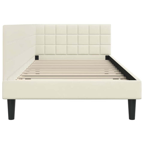 vidaXL Corner Bed Frame with Headboard Cream 90 x 190 cm Velvet