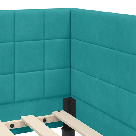 vidaXL Corner Bed Frame with Headboard Turquoise 90 x 190 cm Velvet