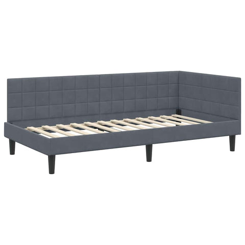 vidaXL Corner Bed Frame with Headboard Dark grey 90 x 200 cm Velvet
