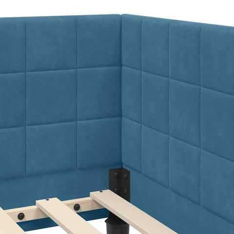 vidaXL Corner Bed Frame with Headboard Blue 100 x 200 cm Velvet