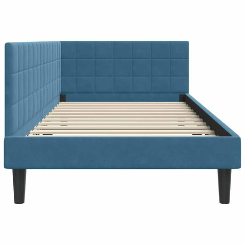 vidaXL Corner Bed Frame with Headboard Blue 100 x 200 cm Velvet