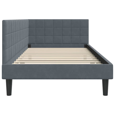 vidaXL Corner Bed Frame with Headboard Dark grey 100 x 200 cm Velvet