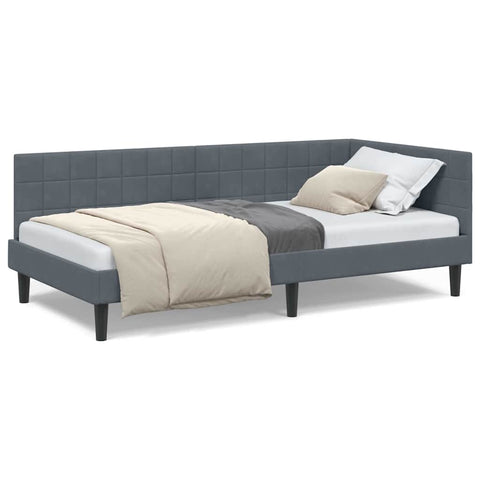 vidaXL Corner Bed Frame with Headboard Dark grey 100 x 200 cm Velvet