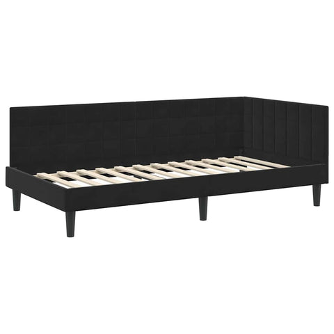 vidaXL Corner Bed Frame with Headboard Black 100 x 200 cm Velvet