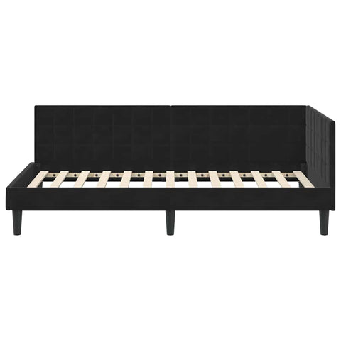 vidaXL Corner Bed Frame with Headboard Black 100 x 200 cm Velvet