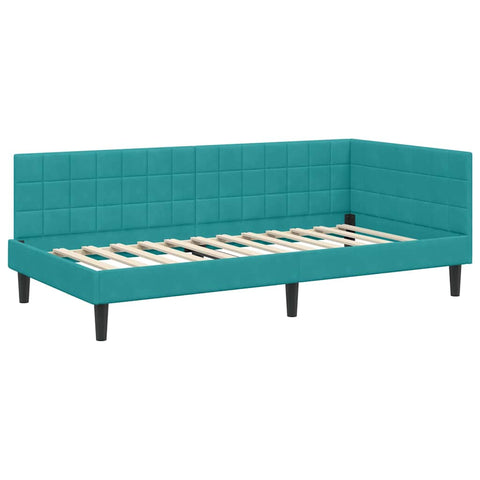 vidaXL Corner Bed Frame with Headboard Turquoise 100 x 200 cm Velvet