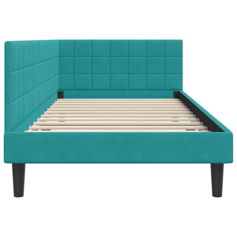 vidaXL Corner Bed Frame with Headboard Turquoise 100 x 200 cm Velvet