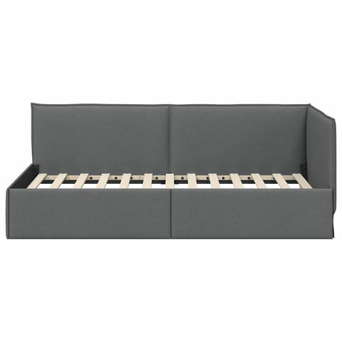 vidaXL Corner Bed Frame with Headboard Dark grey 80 x 200 cm Fabric