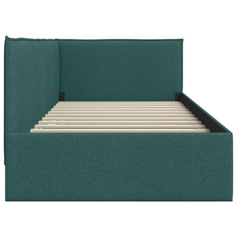 vidaXL Corner Bed Frame with Headboard Dark green 80 x 200 cm Fabric