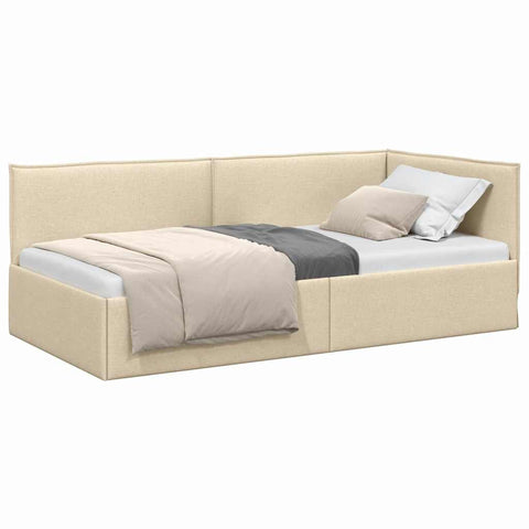 vidaXL Corner Bed Frame with Headboard Cream 80 x 200 cm Fabric