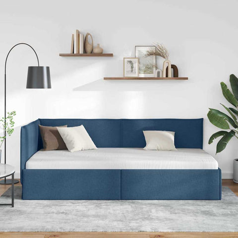 vidaXL Corner Bed Frame with Headboard Blue 80 x 200 cm Fabric