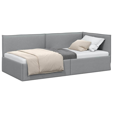 vidaXL Corner Bed Frame with Headboard Light grey 90 x 190 cm Fabric