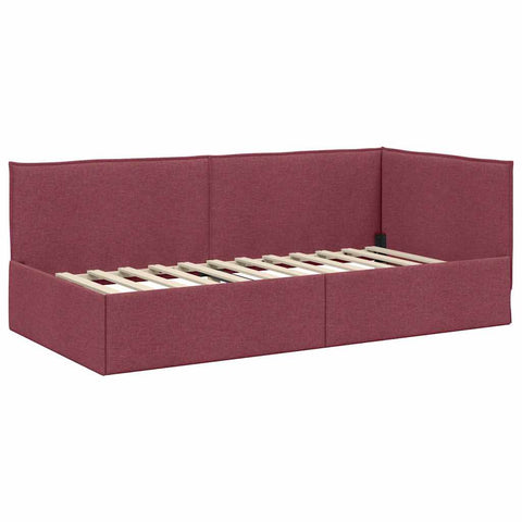 vidaXL Corner Bed Frame with Headboard Wine red 90 x 190 cm Fabric