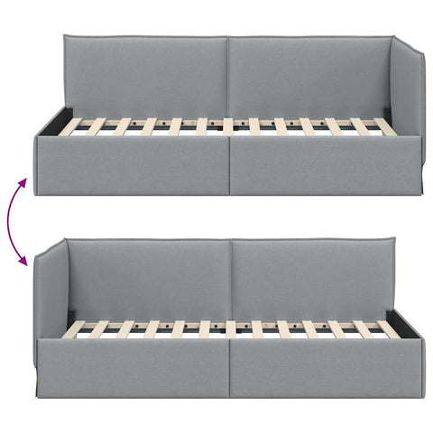 vidaXL Corner Bed Frame with Headboard Light grey 90 x 200 cm Fabric