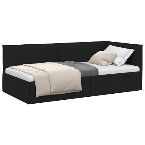 vidaXL Corner Bed Frame with Headboard Black 90 x 200 cm Fabric