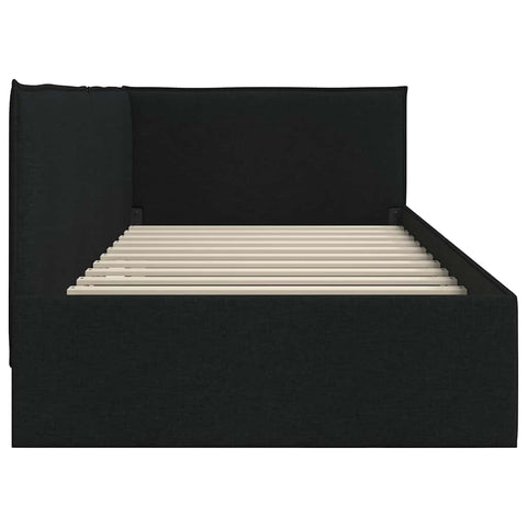 vidaXL Corner Bed Frame with Headboard Black 90 x 200 cm Fabric