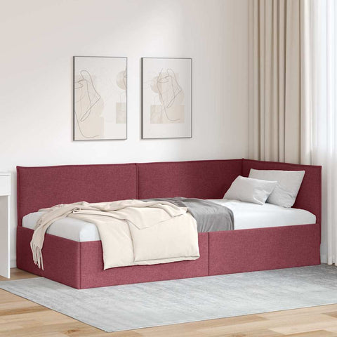 vidaXL Corner Bed Frame with Headboard Wine red 90 x 200 cm Fabric