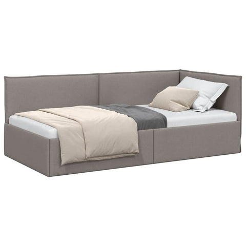 vidaXL Corner Bed Frame with Headboard Taupe 90 x 200 cm Fabric