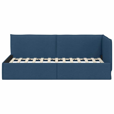 vidaXL Corner Bed Frame with Headboard Blue 90 x 200 cm Fabric