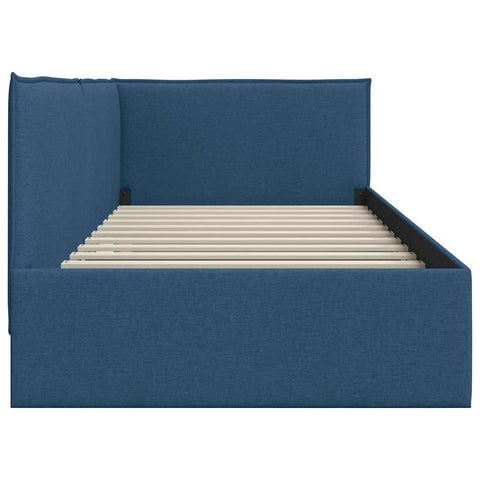 vidaXL Corner Bed Frame with Headboard Blue 90 x 200 cm Fabric